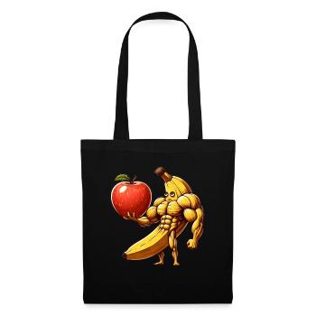 Muskelbanane mit Monsterapfe - Stoffbeutel - Schwarz - Vorne