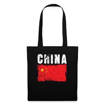 Drapeau de la Chine Asie de l’Est - Sac en tissu - noir - Devant