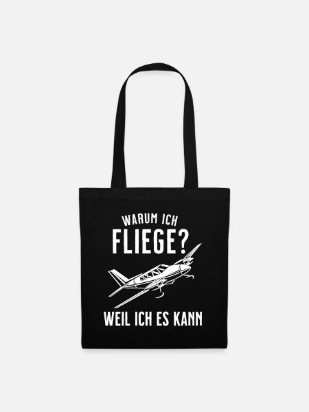 Flugzeug Tshirt Herren Helikopter Pilot Flieger - Stoffbeutel - Schwarz