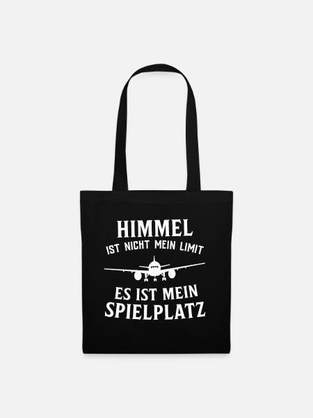 Flugzeug Tshirt Herren Helikopter Pilot Flieger - Stoffbeutel - Schwarz