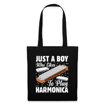 Just A Boy Who Likes To Play Harmonica - Harmonica - Tote Bag - black - Front