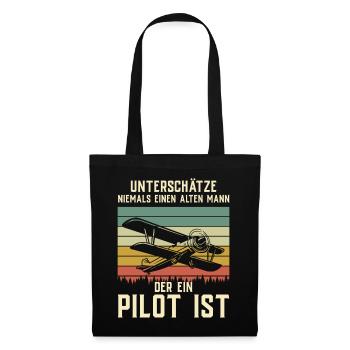 Airplane Tshirt Men's Helicopter Pilot Airplane - Tote Bag - black - Front