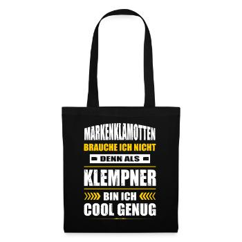 Markenklamotten Brauche Ich Nicht Klempner Meister - Stoffbeutel - Schwarz - Vorne
