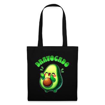 Bravocado - lustige Avocado freut sich klatschend - Stoffbeutel - Schwarz - Vorne