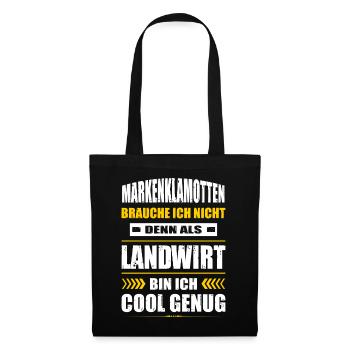 Markenklamotten Brauche Ich Nicht Landwirt Traktor - Stoffbeutel - Schwarz - Vorne