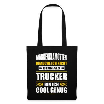 Markenklamotten Brauche Ich Nicht Trucker LKW - Stoffbeutel - Schwarz - Vorne