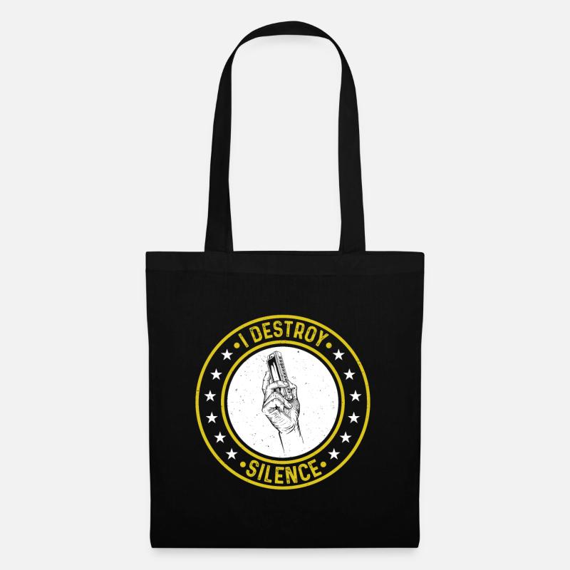 I Destroy Silence Harmonica Player Harmonica Music - Tote Bag - black
