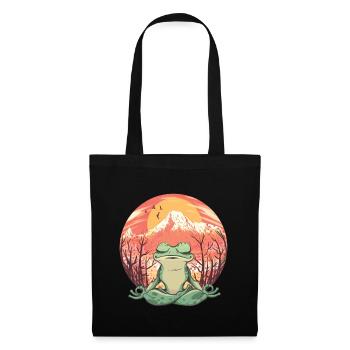 Retro Frosch Yogy Natrur Meditation Entspannung - Stoffbeutel - Schwarz - Vorne