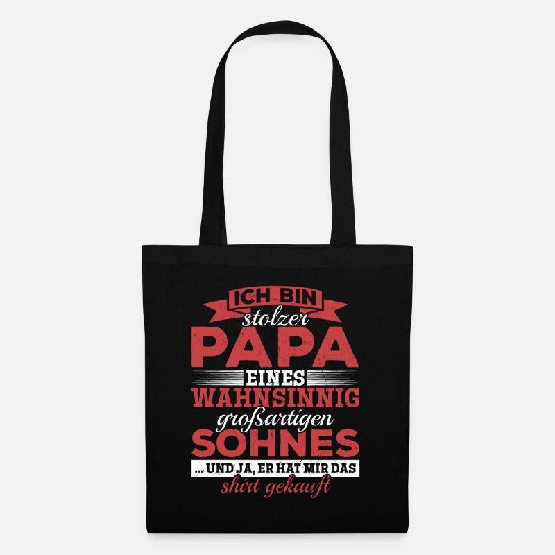 Stolzer Papa T-Shirt Geschenk von Sohn - Stoffbeutel - Schwarz
