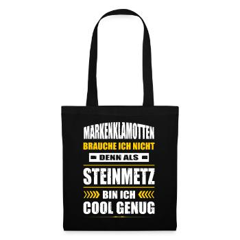 Markenklamotten Brauche Ich Nicht Steinmetz - Stoffbeutel - Schwarz - Vorne