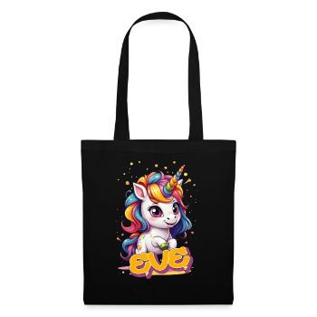 EVE - Beau prénom de fille avec une jolie licorne - Sac en tissu - noir - Devant