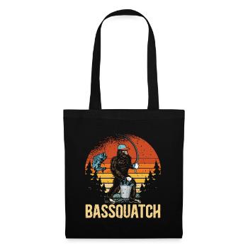 Bass Fishing Bassquatch Retro Loves Fly Fishing - Stoffbeutel - Schwarz - Vorne