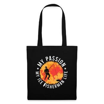 Pêcheur sur glace Ma passion Mon amateur de pêche sur glace - Sac en tissu - noir - Devant