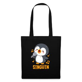 Singender Pinguin: Singuin - Stoffbeutel - Schwarz - Vorne