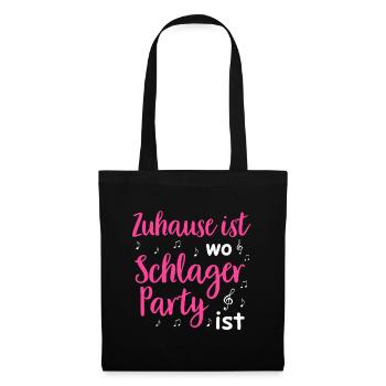 Schlager Tshirt Damen Schlagerparty Kostüm Party - Stoffbeutel - Schwarz - Vorne