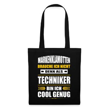 Markenklamotten Brauche Ich Nicht Techniker - Stoffbeutel - Schwarz - Vorne