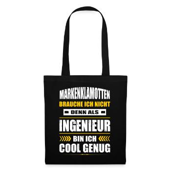 Markenklamotten Brauche Ich Nicht Ingenieur - Stoffbeutel - Schwarz - Vorne