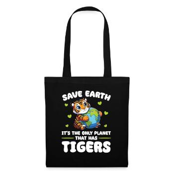 Ist der einzige Planet mit Tigers Earth Day - Stoffbeutel - Schwarz - Vorne