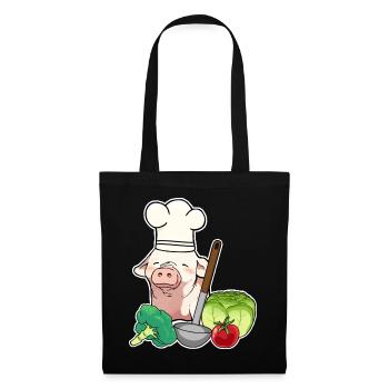 Pig Vegetable Vegetarian Cook Cooking Piglet - Tote Bag - black - Front