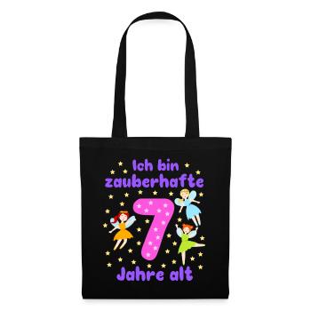 7. Geburtstag Feen Magie Fantasie Mädchen 7 Jahre - Stoffbeutel - Schwarz - Vorne