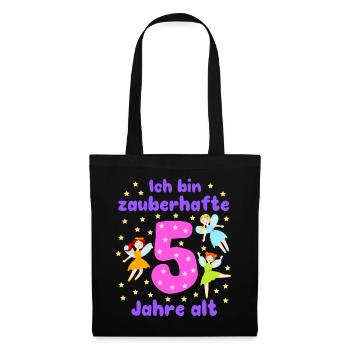 5th Birthday Fairies Magic Fantasy Girl 5 Years - Tote Bag - black - Front