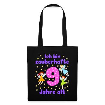 9th Birthday Fairies Magic Fantasy Girl 9 Years - Tote Bag - black - Front