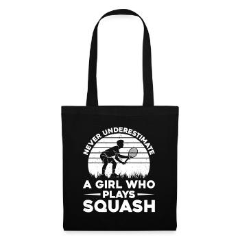 Squash Girl - Never underestimate a Girl who plays - Stoffbeutel - Schwarz - Vorne