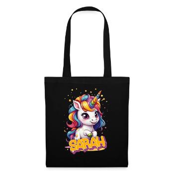 SARAH - Beautiful girl name with cute unicorn - Tote Bag - black - Front