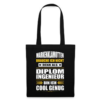 Markenklamotten Brauche Ich Nicht Diplom Ingenieur - Stoffbeutel - Schwarz - Vorne