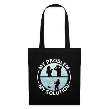 Pêcheur d’achigan Mon problème Mon pictogramme Papa Maman - Sac en tissu - noir - Devant