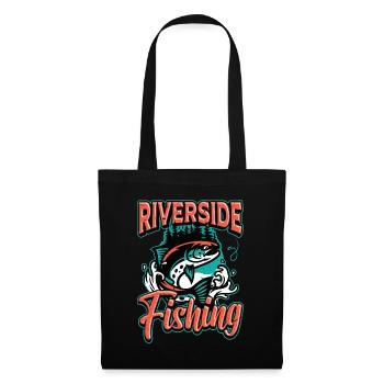 Pêche à la truite Amoureux de la pêche au bord de la rivière Pêcheur - Sac en tissu - noir - Devant