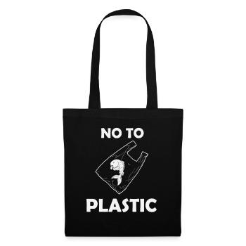 No to Plastic - Stoffbeutel - Schwarz - Vorne