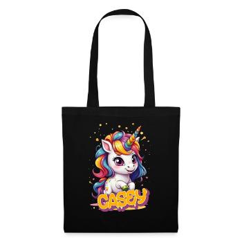 CASEY - Beau nom de fille avec Licorne mignonne - Sac en tissu - noir - Devant