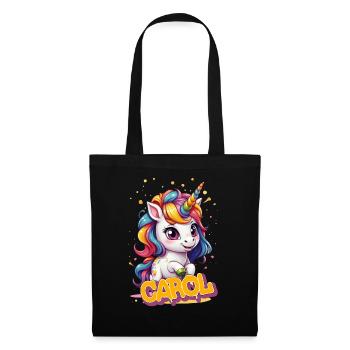 CAROL - Beau prénom de fille avec une jolie licorne - Sac en tissu - noir - Devant