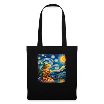 Vincent van Gogh Sternennacht Gemälde mit Frosch - Stoffbeutel - Schwarz - Vorne