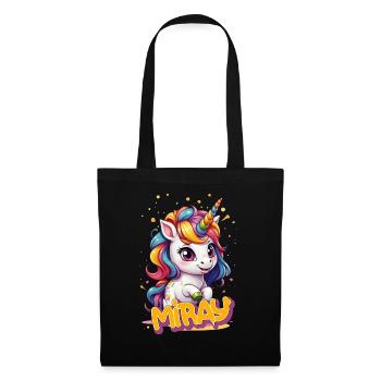 MIRAY - Beau nom de fille avec une licorne mignonne - Sac en tissu - noir - Devant