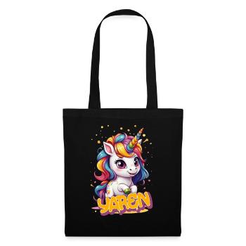 YAREN - Beau nom de fille avec une licorne mignonne - Sac en tissu - noir - Devant