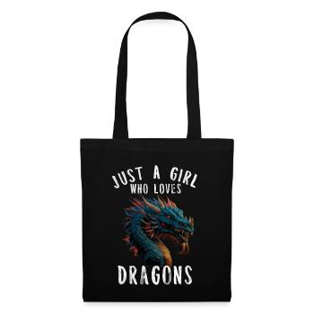 Drache Tshirt Märchen Dragon Japanisch Kanji - Stoffbeutel - Schwarz - Vorne