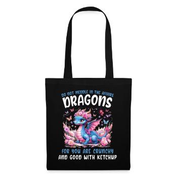 T-shirt Dragon Conte de fées Dragon Kanji japonais - Sac en tissu - noir - Devant