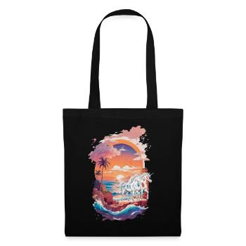 nature, sunset, unicorns, mythical animals, horses - Tote Bag - black - Front