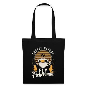 Café de pêcheur à la mouche avant l’amateur de café de pêcheur à la ligne - Sac en tissu - noir - Devant