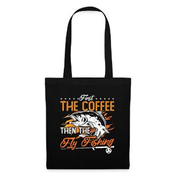 Pêche à la mouche d’abord Le café puis La chasse au poisson - Sac en tissu - noir - Devant