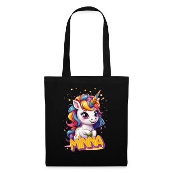 MINNA - Beau nom de fille avec licorne mignonne - Sac en tissu - noir - Devant