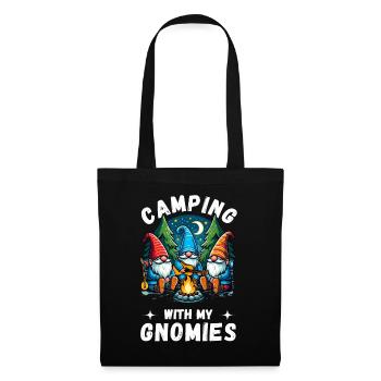 Camping Camper Campingplatz Gartenzwerge Wohnwagen - Stoffbeutel - Schwarz - Vorne