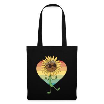 Sommer Sonnenblume Blume Garten Brille Flora - Stoffbeutel - Schwarz - Vorne