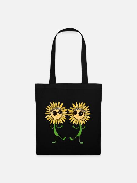 Sommer Sonnenbluemme Blume Garten Brille Gärtner - Stoffbeutel - Schwarz
