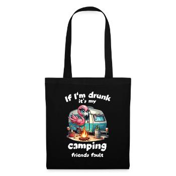 Camping Flamingo Drinking Caravan Funny Party Fun - Tote Bag - black - Front
