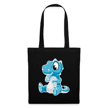 Fantasy Drino Dinosaurier Drachen - Stoffbeutel - Schwarz - Vorne