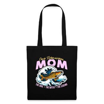 Maman pêcheur de carpe L’idole Le mythe Amateur de pêche - Sac en tissu - noir - Devant
