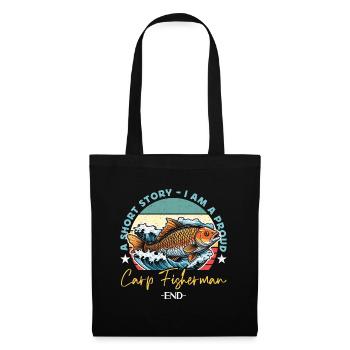 Pêcheur de carpe Une histoire courte Je suis un amateur de pêche - Sac en tissu - noir - Devant